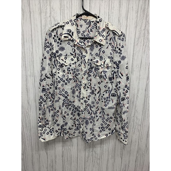 Womens Size 10 Tory Burch Printed Button Up Shirt EUC - Picture 2 of 5